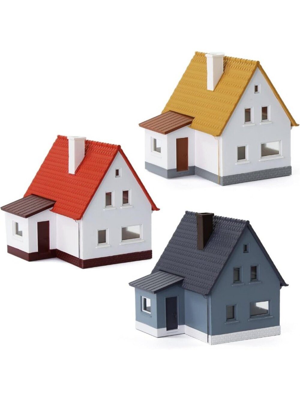 3 Sets N Scale 1:160 Model Village Houses - Assembled Architectural Layouts